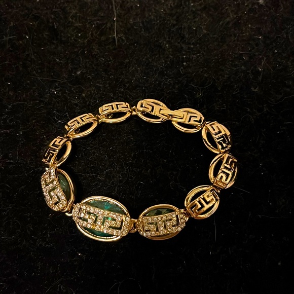 CRYSTAL DISC AND 18K GOLD PLATED LINK BRACELET - Picture 1 of 2